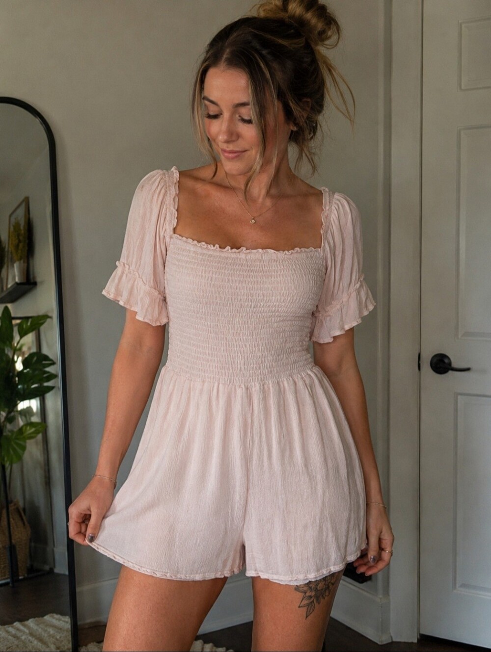 MIAMI Blush Pink Flowy Romper | Size Large | Boho Romper